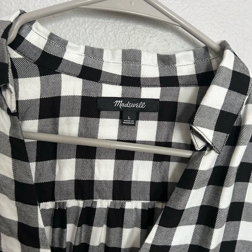 Madewell Black and White Plaid Tunic Blouse - Picture 7 of 7